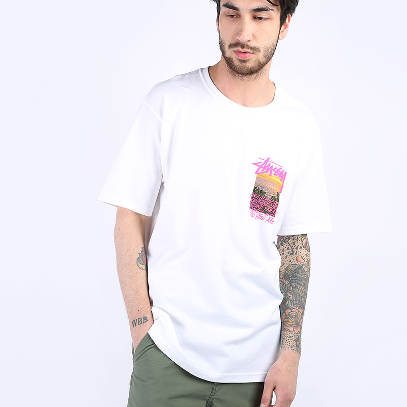 мужская белая футболка Stussy Clear Day Tee 1904502-white - цена, описание, фото 1